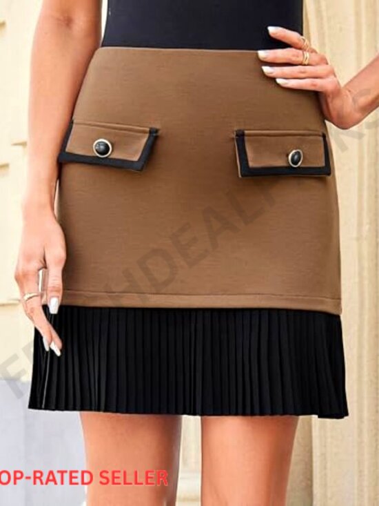 Pleated A-Line Mini Skirt High Waist Casual Y2K Chic Retro Uniform Style - Picture 2 of 7